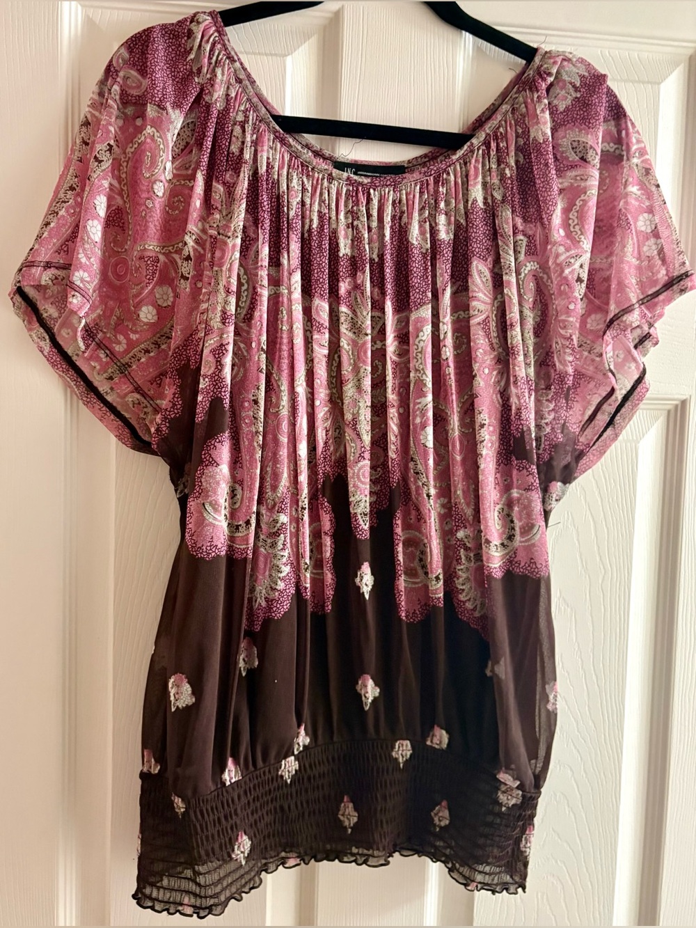 INC International Concepts Pink and Brown Paisley Tunic Top w/ matching camisole
